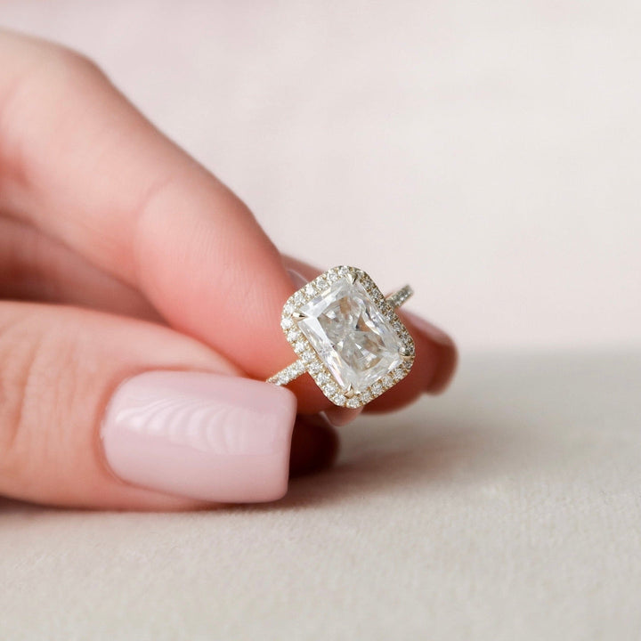 Moissanite 2.87 CT Radiant Cut Diamond Avant Garde Engagement Ring