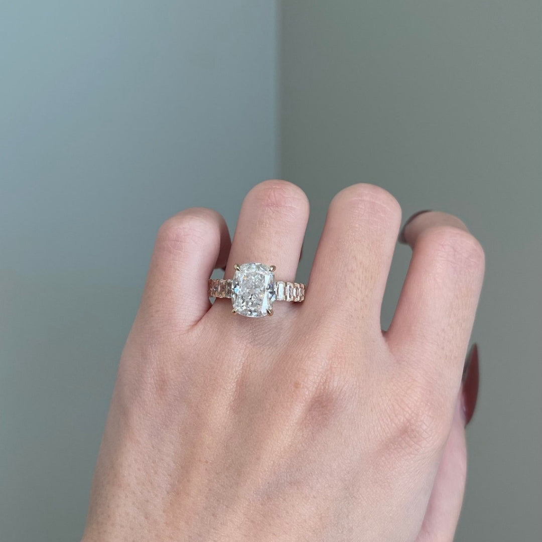 Moissanite 4.50 CT Cushion Cut Mid-Century Anniversary Ring