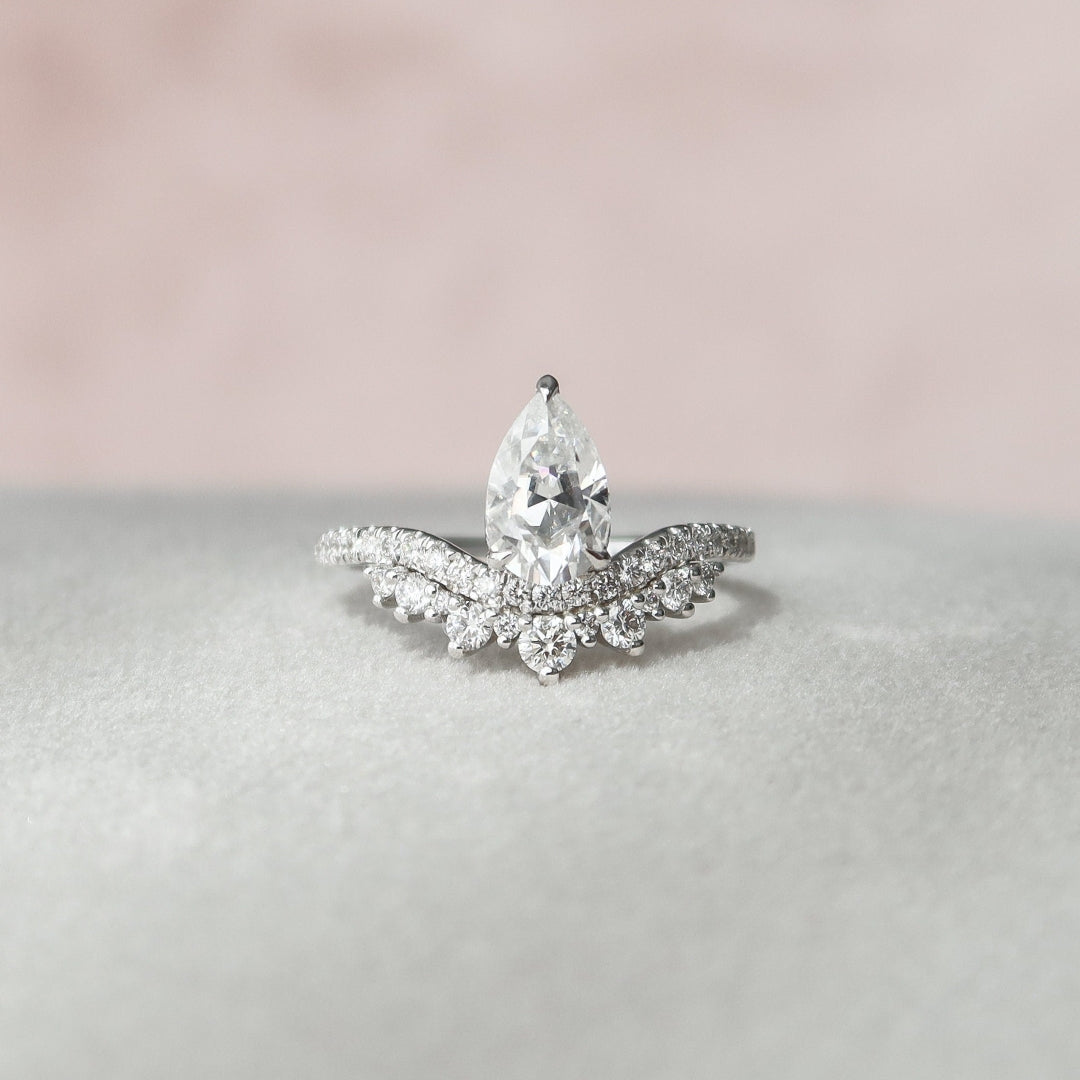 Moissanite 3.58 CT Pear Cut Diamond Art Deco Engagement Ring