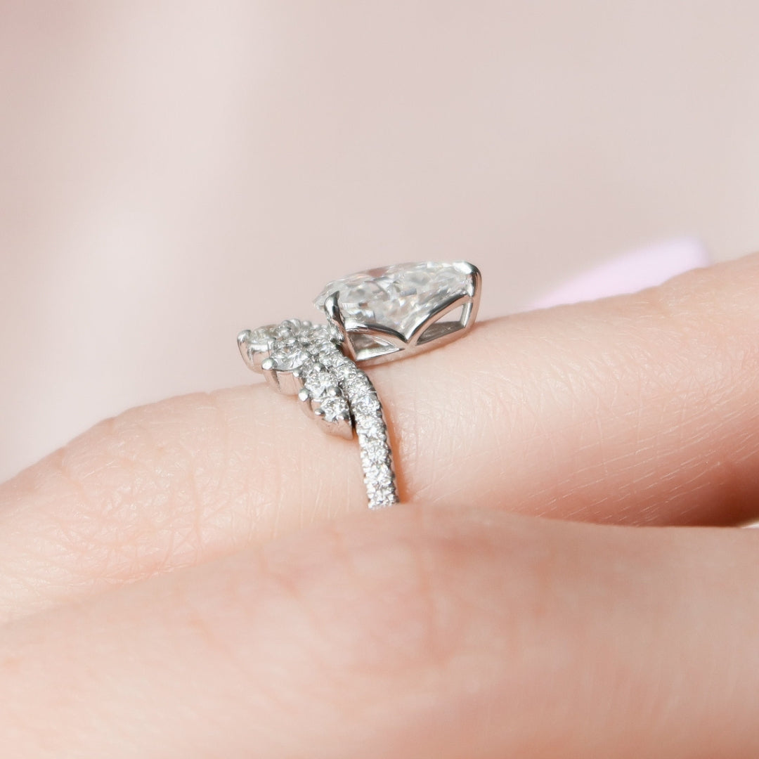 Moissanite 3.58 CT Pear Cut Diamond Art Deco Engagement Ring