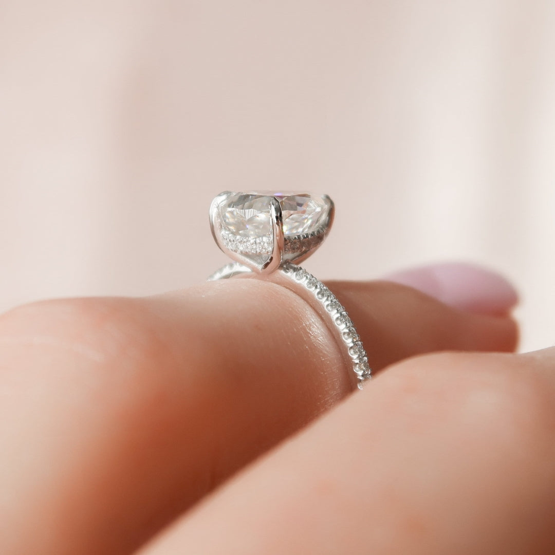 Moissanite 2.45 CT Pear Cut Diamond Minimalist Handmade Ring