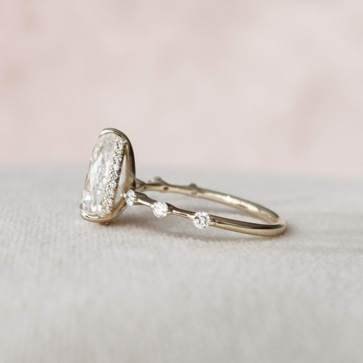 Moissanite 1.87 CT Pear Cut Diamond Avant Garde Wedding Ring