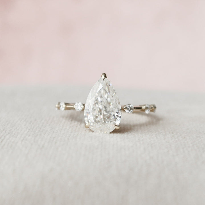 Moissanite 1.87 CT Pear Cut Diamond Avant Garde Wedding Ring