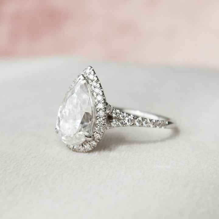 Moissanite 3.30 CT Pear Cut Diamond Edwardian Engagement Ring