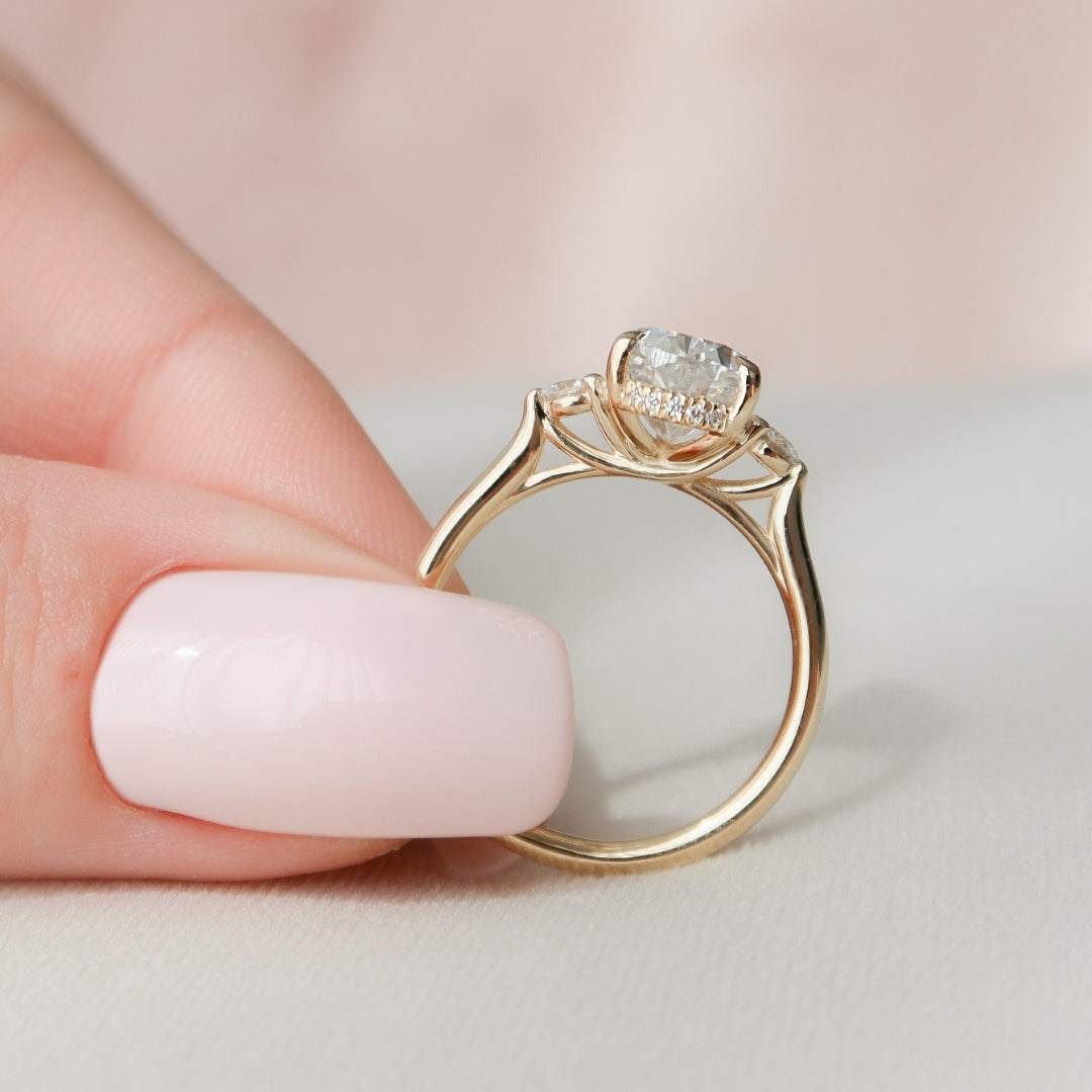 Moissanite 2.35 CT Pear Cut Diamond Gothic Wedding Ring