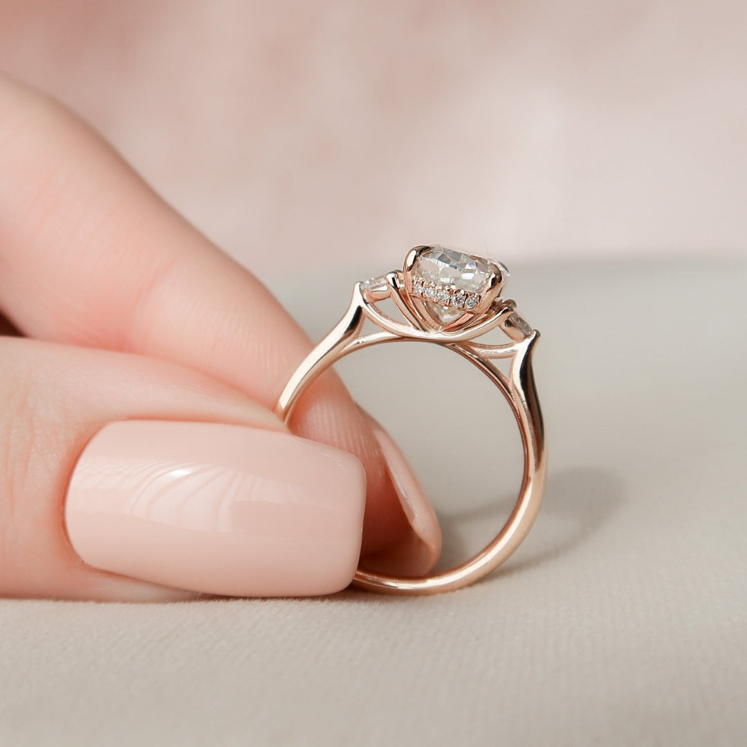Moissanite 2.47 CT Oval Cut Diamond Brutalist Wedding Ring