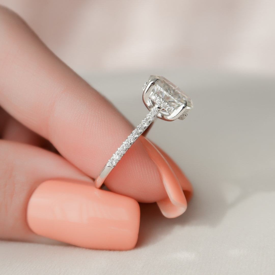 Moissanite 2.37 CT Oval Cut Diamond Gothic Handmade Ring