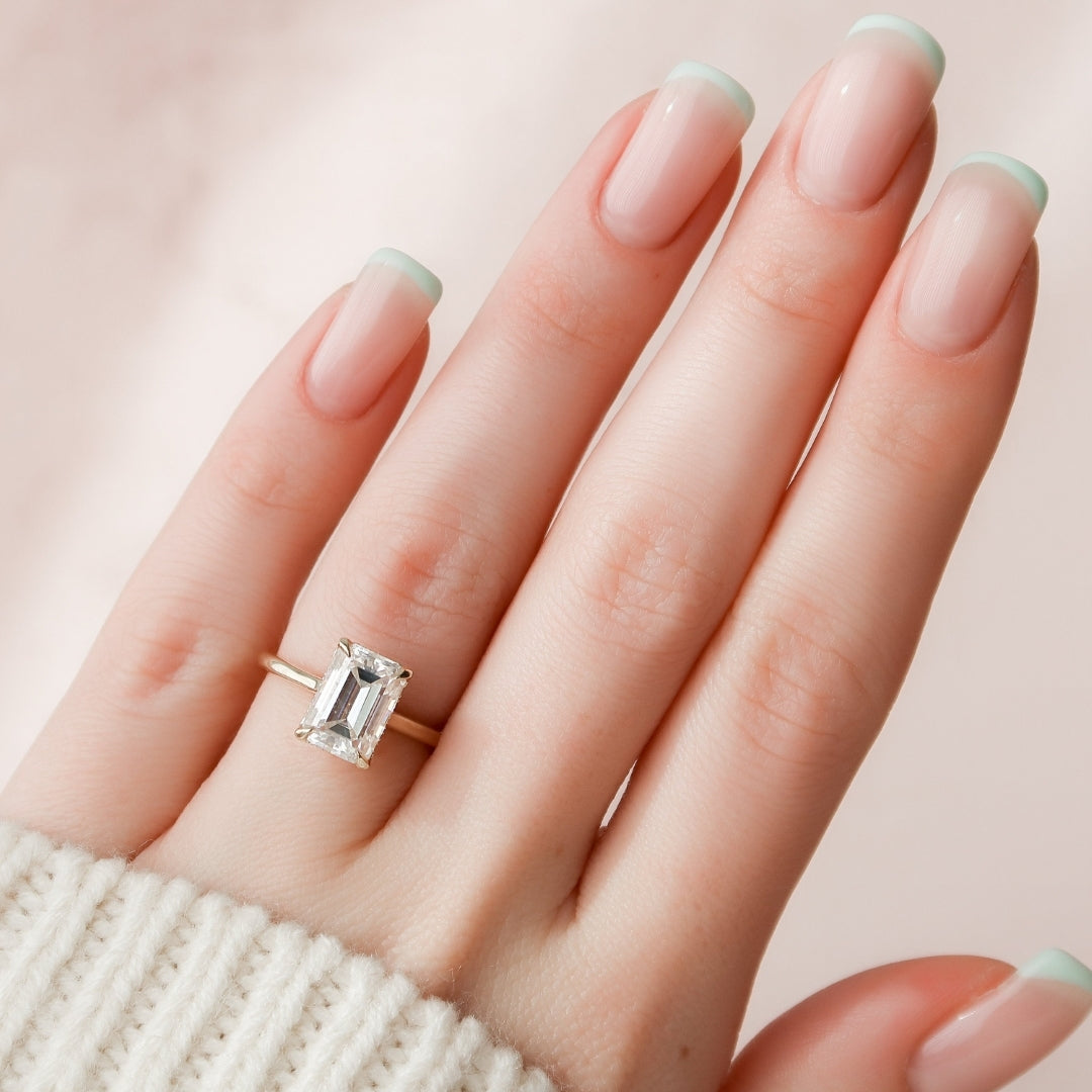 Less Diamond Moissanite 2.85 CT Emerald Cut Diamond Art Deco Engagement Ring – Less ...