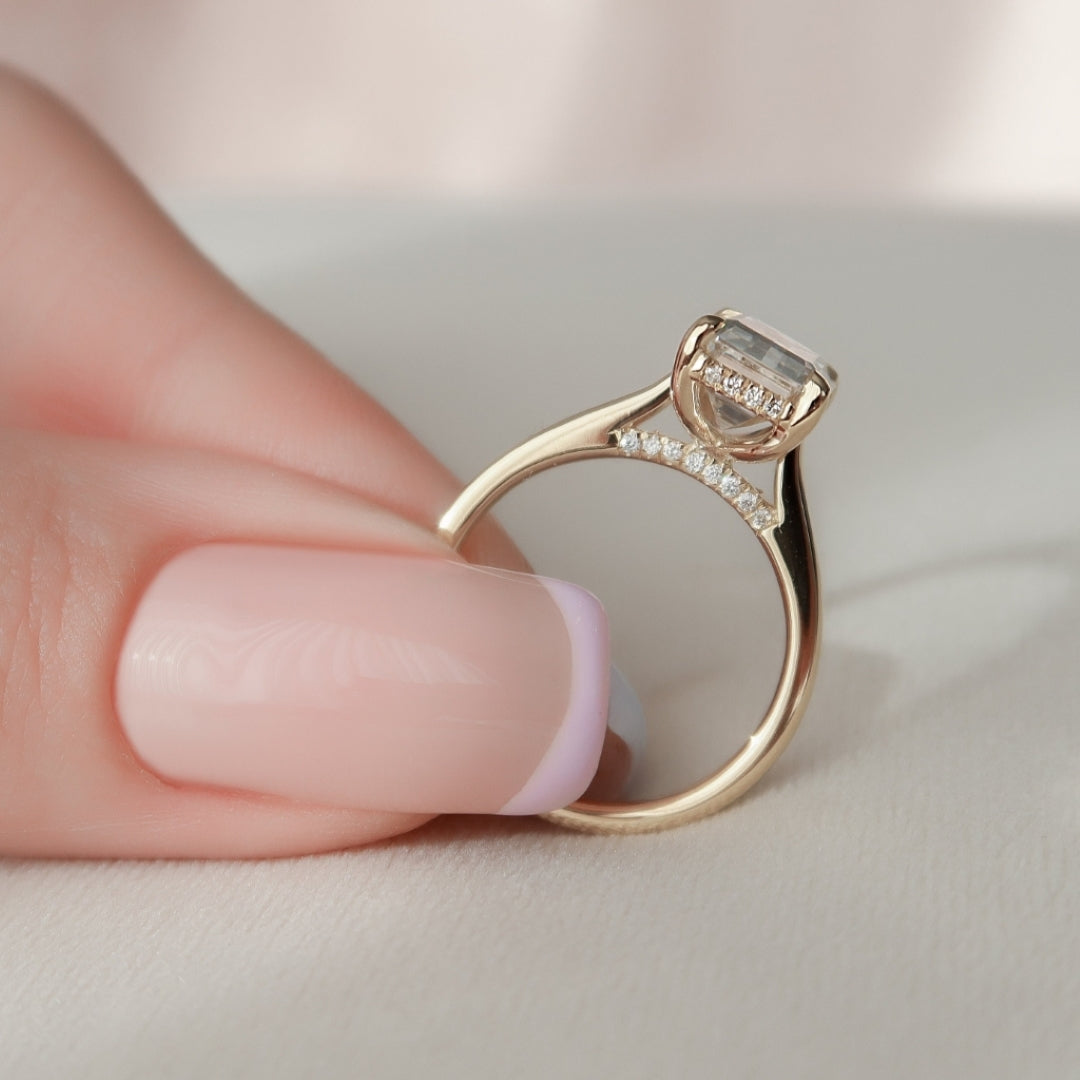 Less Diamond Moissanite 2.85 CT Emerald Cut Diamond Art Deco Engagement Ring – Less ...