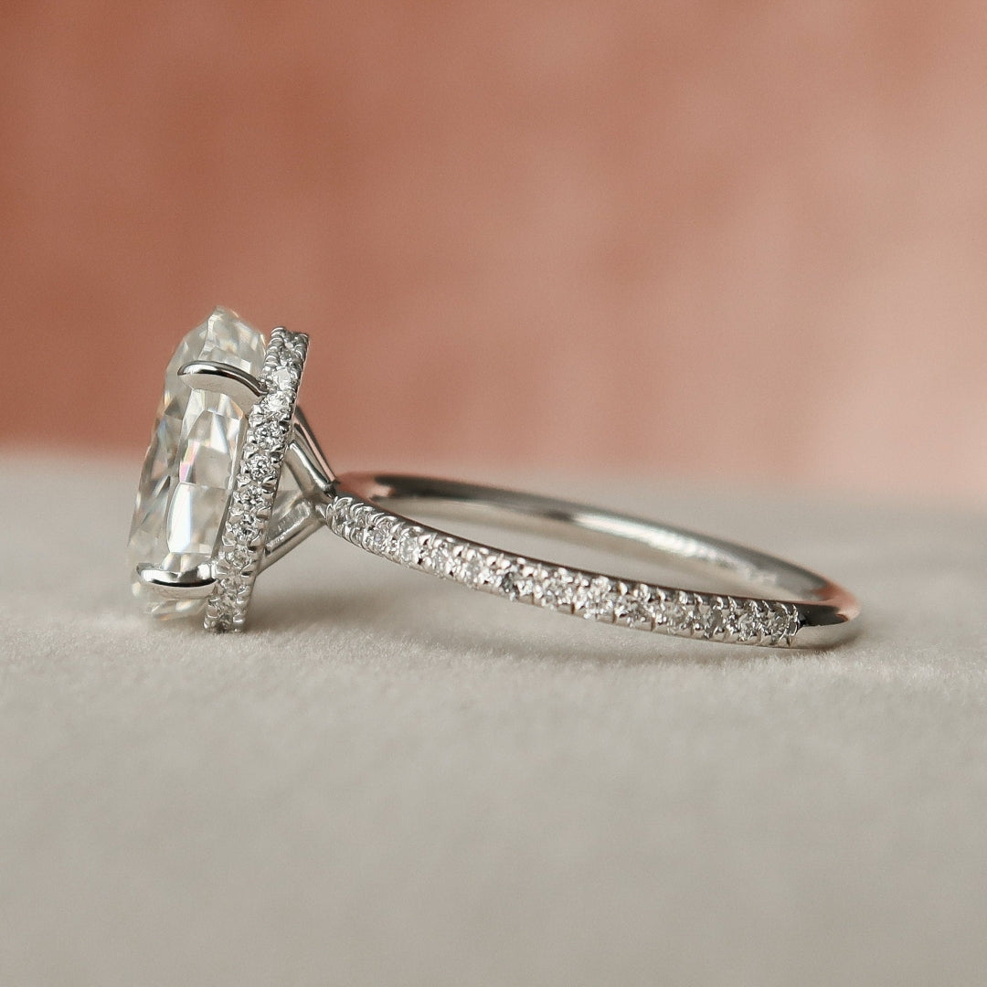 Moissanite 2.60 CT Oval Cut Diamond Art Nouveau Wedding Ring