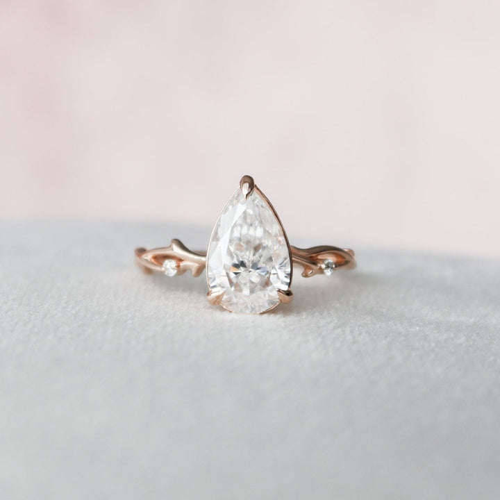 Moissanite 2.98 CT Pear Cut Diamond Art Deco Engagement Ring