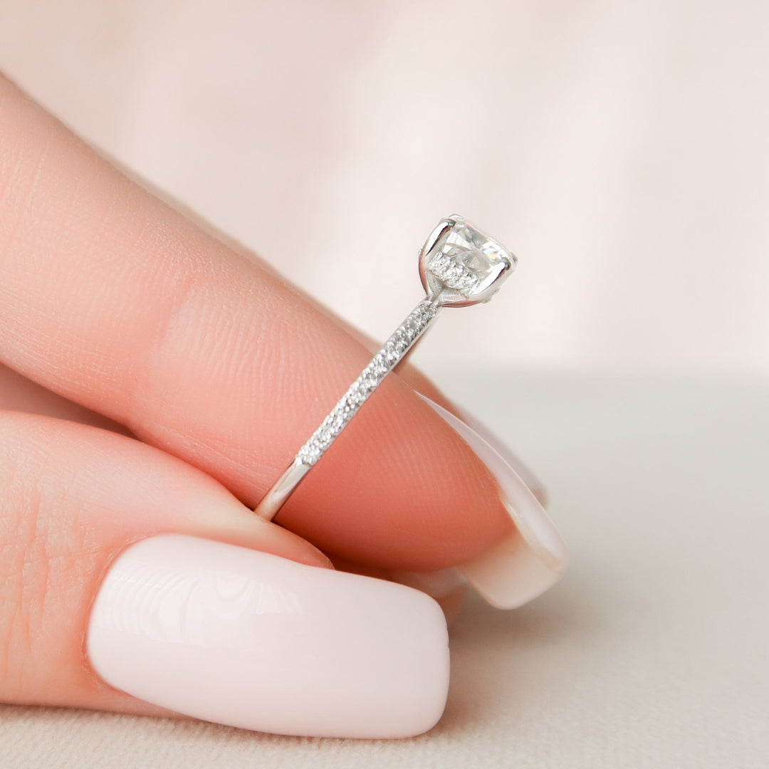 Moissanite 1.95 CT Cushion Cut Diamond Avant Garde Engagement Ring