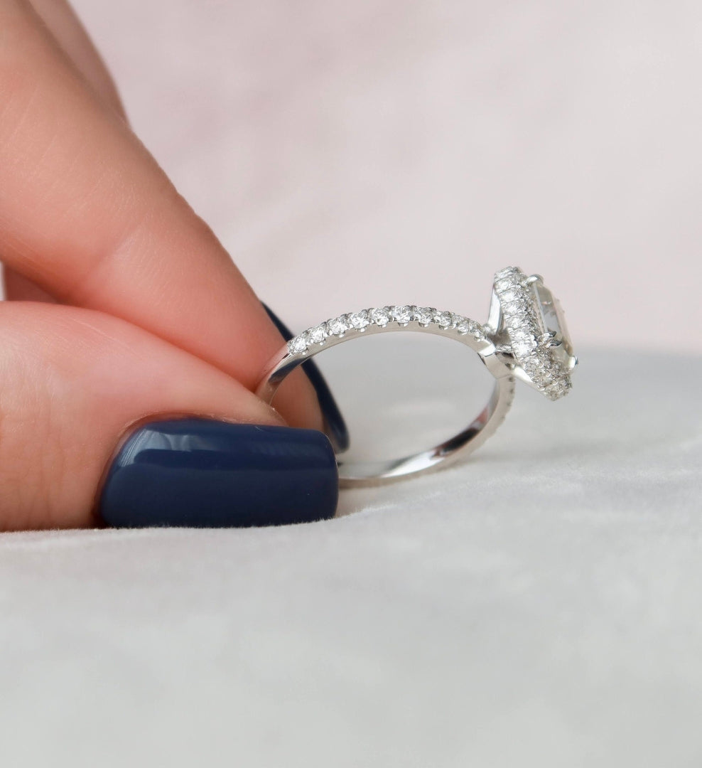 Moissanite 2.30 CT Emerald Cut Diamond Boho & Hippie Wedding Ring