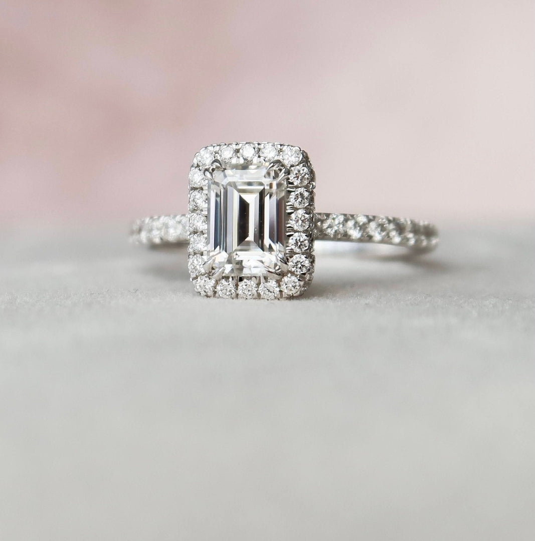 Moissanite 2.30 CT Emerald Cut Diamond Boho & Hippie Wedding Ring ...