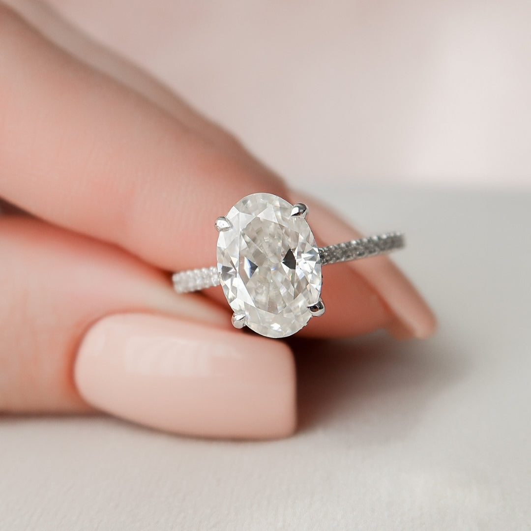 Moissanite 2.47 CT Oval Cut Diamond Art Deco Wedding Ring