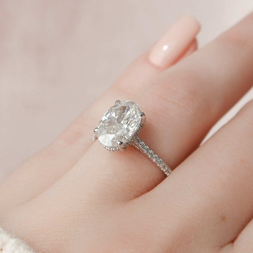 Moissanite 2.47 CT Oval Cut Diamond Art Deco Wedding Ring