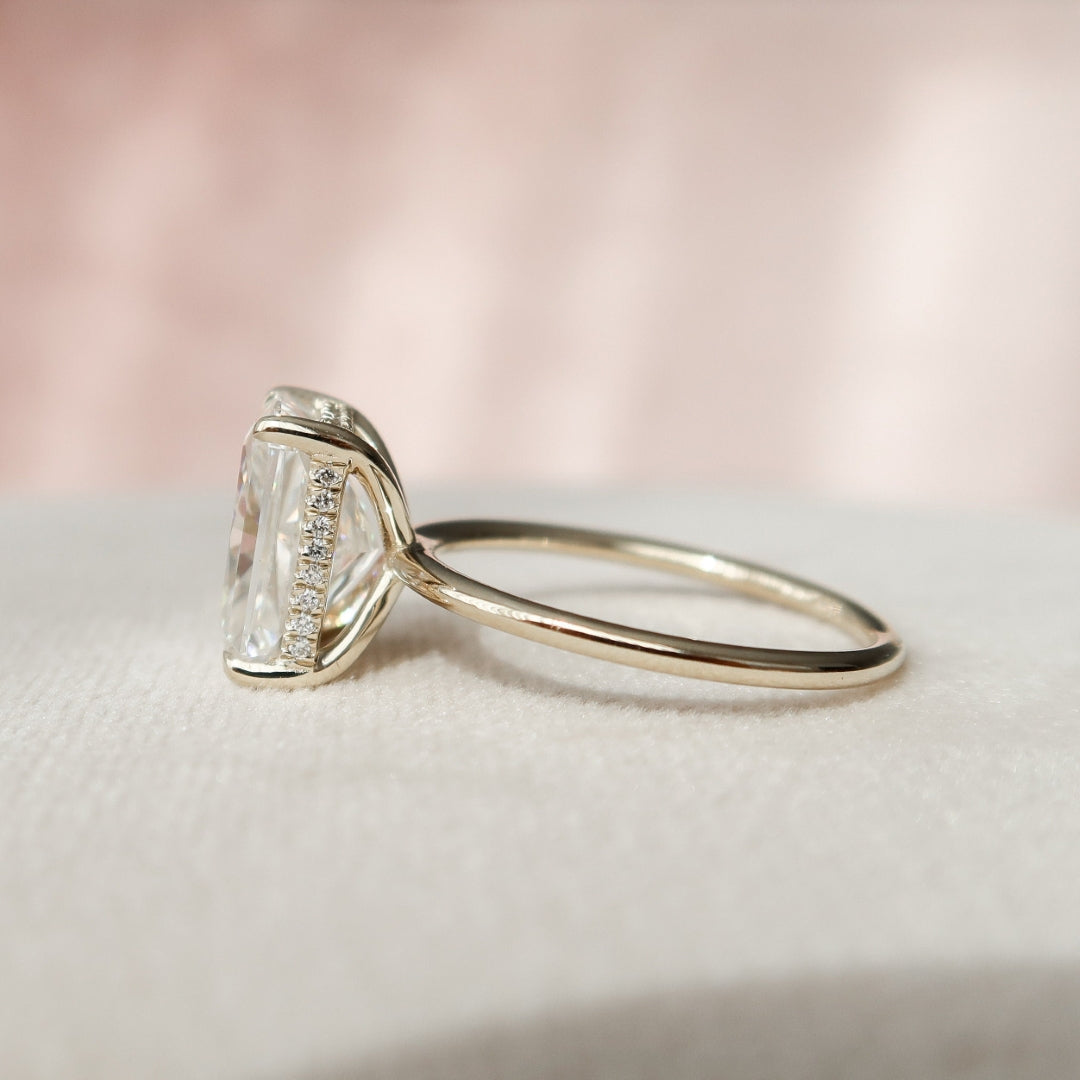 Moissanite 4.10 CT Radiant Cut Diamond Art Nouveau Anniversary Ring