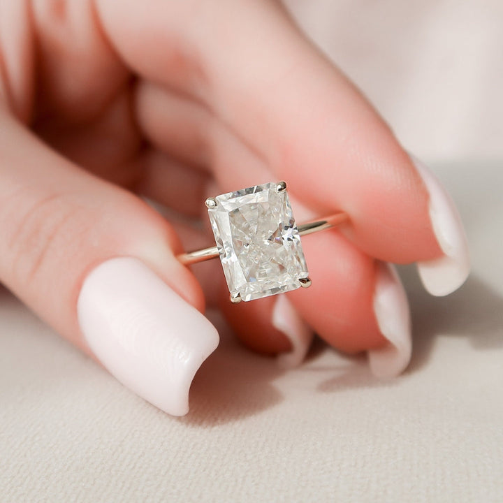 Moissanite 4.10 CT Radiant Cut Diamond Art Nouveau Anniversary Ring