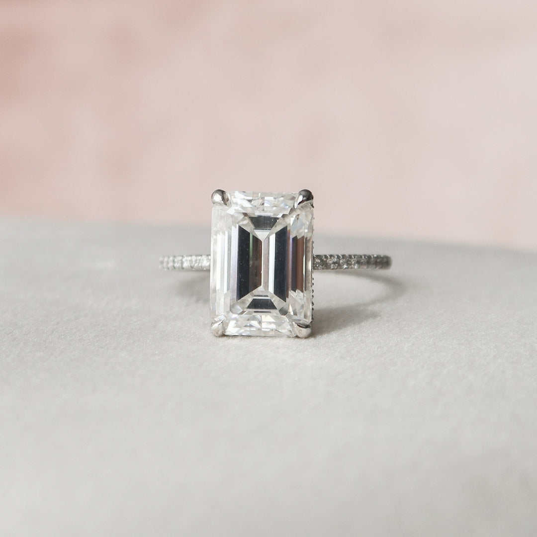 Moissanite 2.37 CT Emerald Cut Diamond Art Deco Handmade Ring