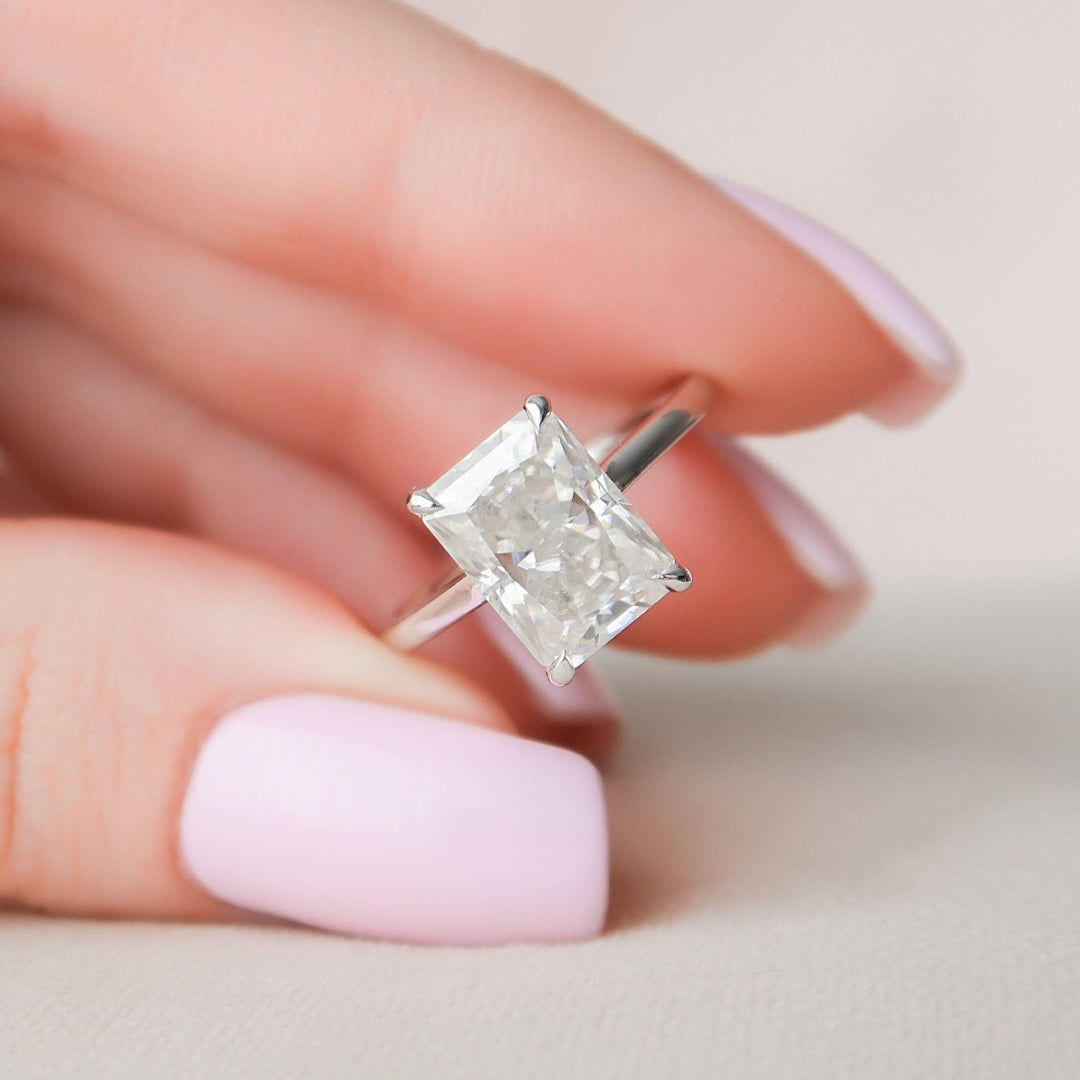 Moissanite 1.85 CT Radiant Cut Diamond Mid-Century Wedding Ring