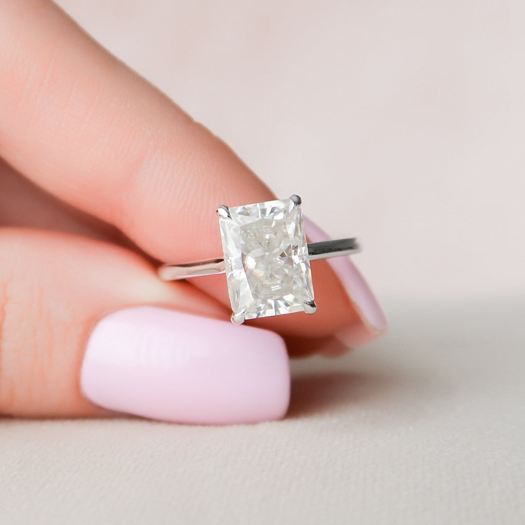 Moissanite 1.85 CT Radiant Cut Diamond Mid-Century Wedding Ring
