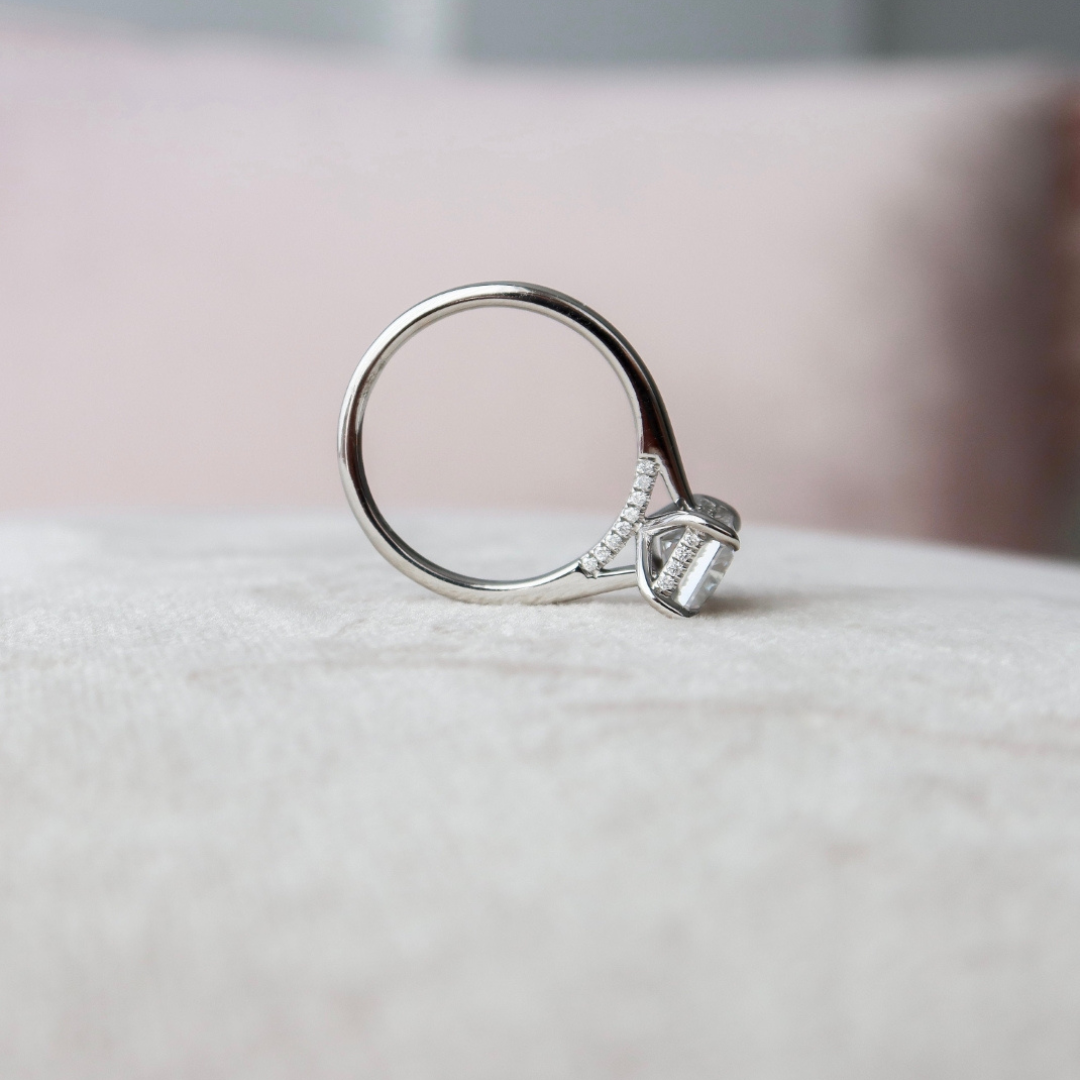 Moissanite 2.25 CT Radiant Cut Diamond Art Deco Engagement Ring