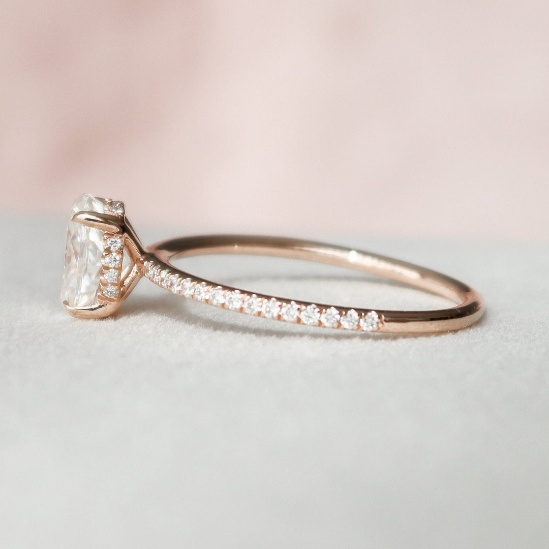 Moissanite 2.35 CT Oval Cut Diamond Art Nouveau Engagement Ring