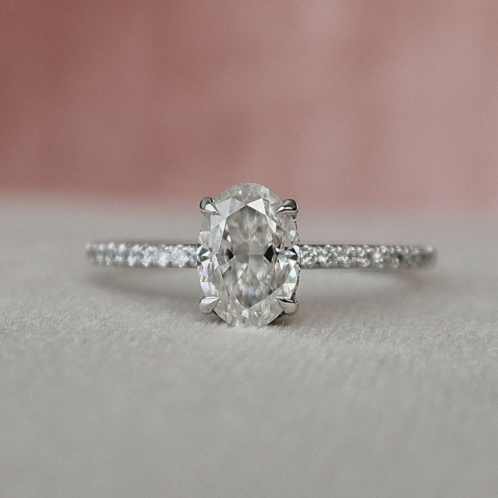 Moissanite 2.35 CT Oval Cut Diamond Art Nouveau Engagement Ring