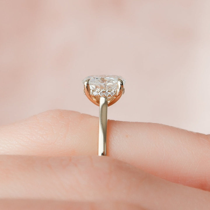 Moissanite 1.94 CT Oval Cut Diamond Mid-Century Wedding Ring