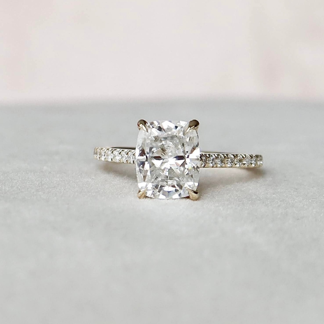 Moissanite 2.94 CT Cushion Cut Diamond Minimalist Ring – Less Diamond