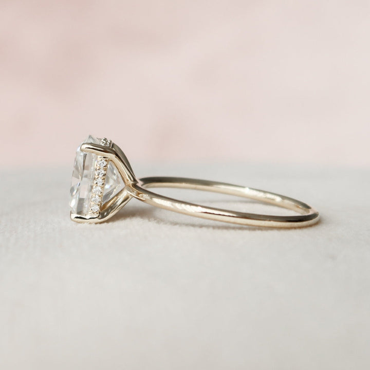 Moissanite 1.98 CT Cushion Cut Diamond Minimalist Anniversary Ring