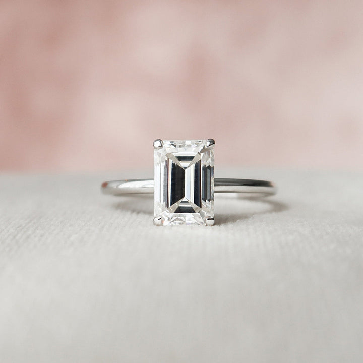 Moissanite 2.05 CT Emerald Cut Diamond Art Deco Wedding Ring