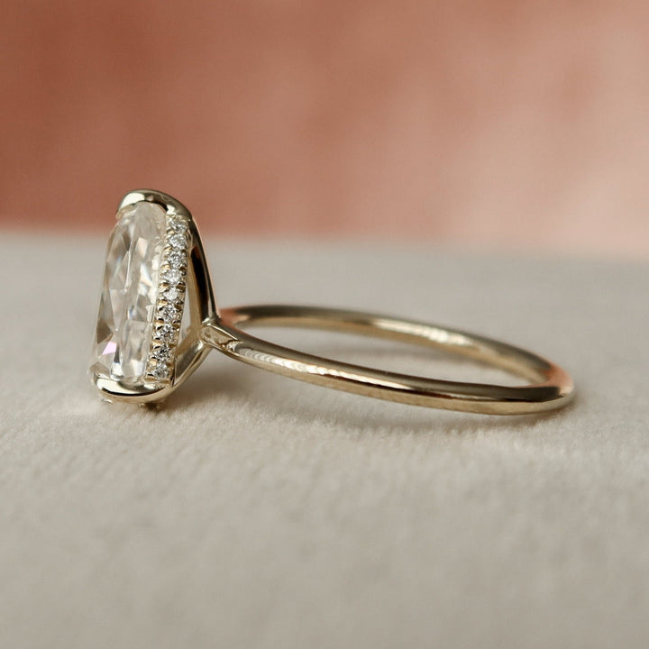 Moissanite 1.34 CT Pear Cut Diamond Mid-Century Handmade Ring