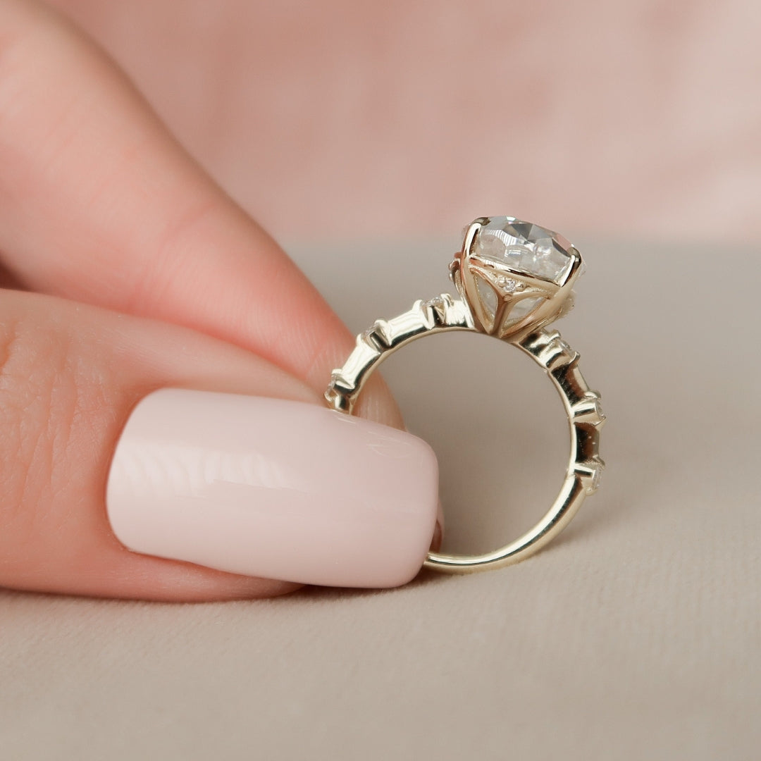 Moissanite 3.31 CT Oval Cut Diamond Minimalist Engagement Ring