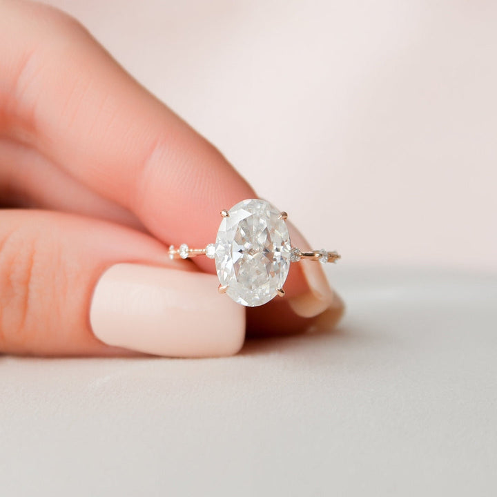 Moissanite 3.31 CT Oval Cut Diamond Minimalist Engagement Ring