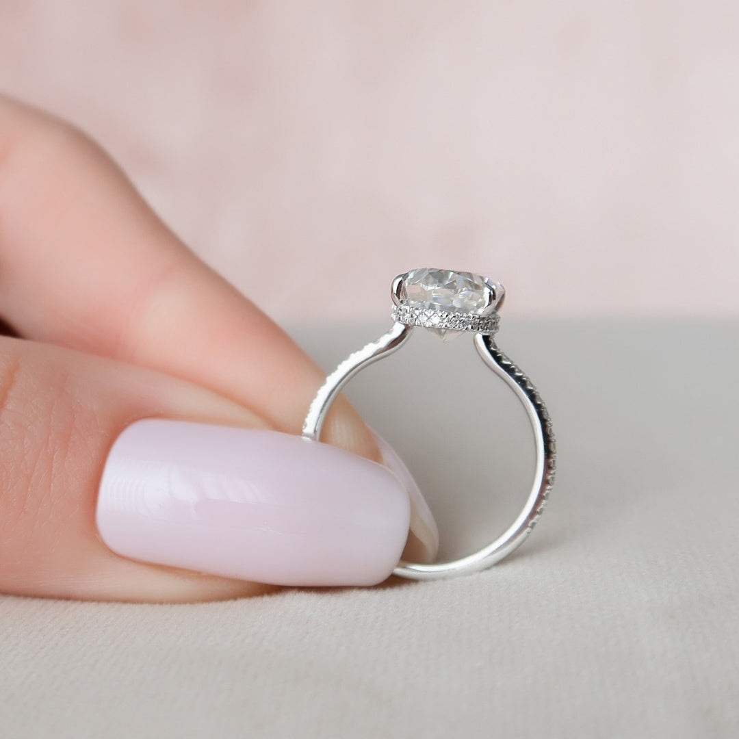Moissanite 2.48 CT Oval Cut Diamond Avant  Engagement Ring