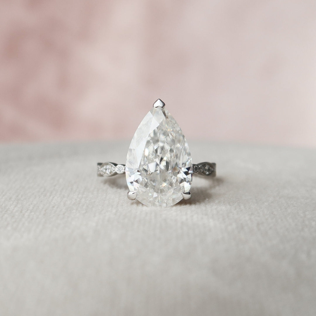 Moissanite 1.98 CT Pear Cut Diamond Boho & Hippie Wedding Ring
