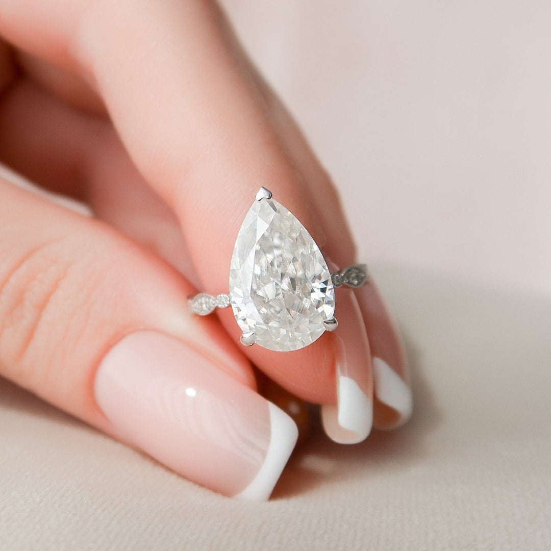Moissanite 1.98 CT Pear Cut Diamond Boho & Hippie Wedding Ring