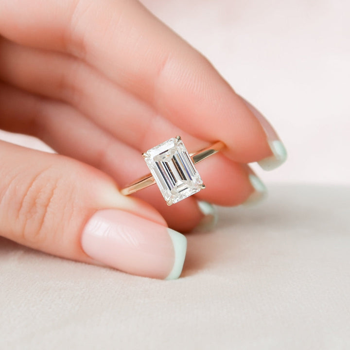 Moissanite 4.00 CT Emerald Diamond Art Deco Engagement Ring