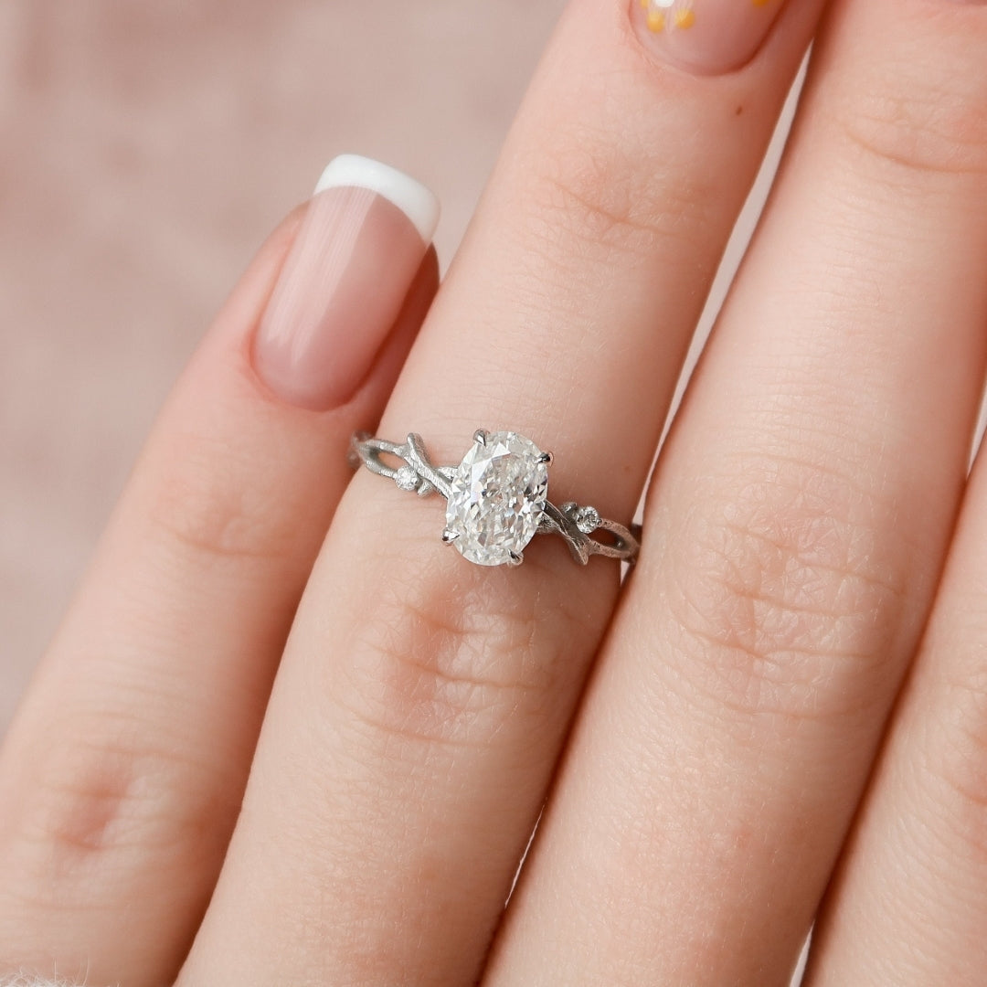 Moissanite 1.65 CT Oval Cut Diamond Art Deco Wedding Ring