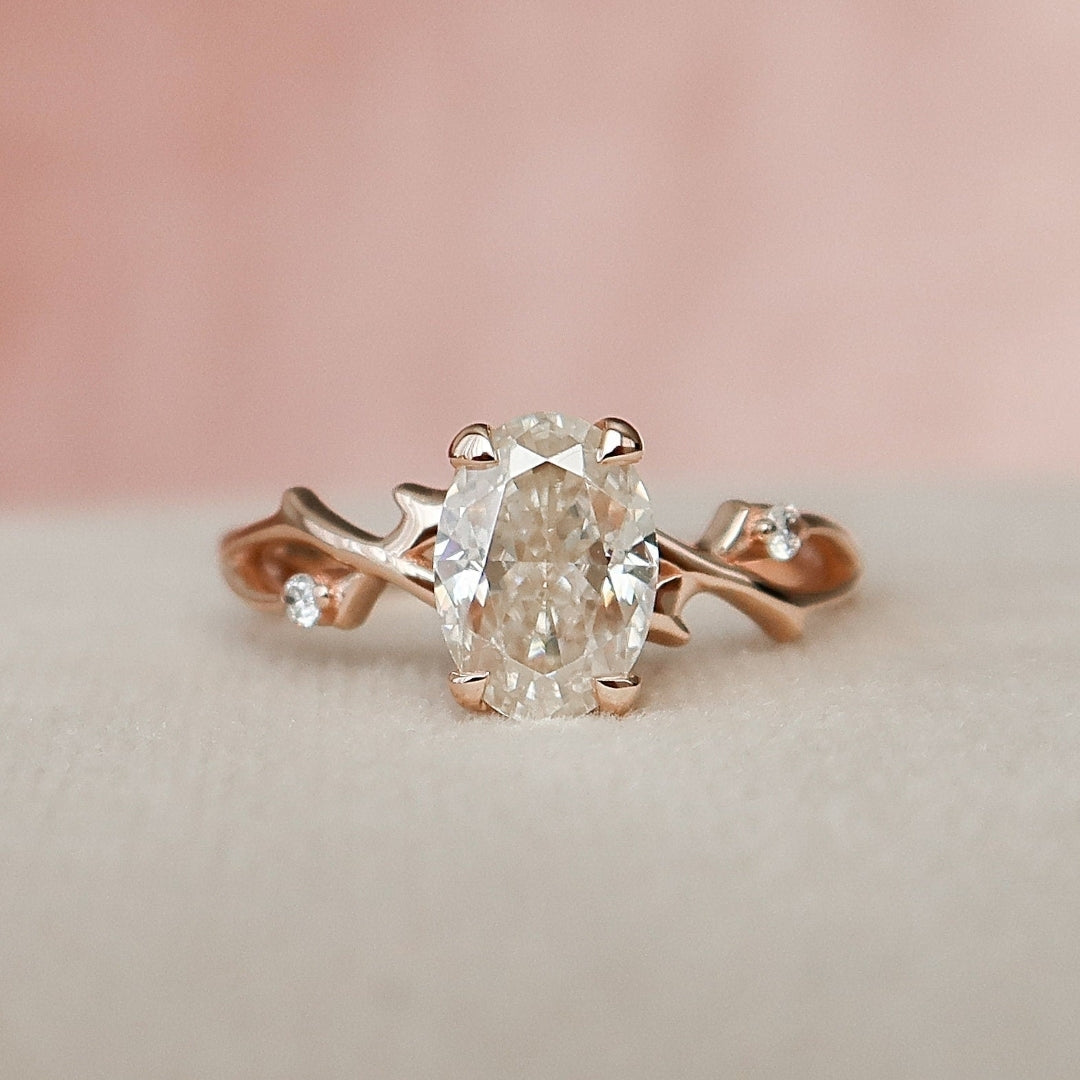 Moissanite 1.65 CT Oval Cut Diamond Art Deco Wedding Ring – Less Diamond