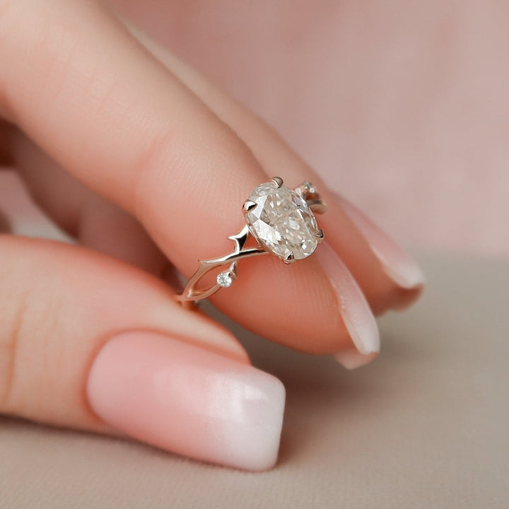 Moissanite 1.65 CT Oval Cut Diamond Art Deco Wedding Ring