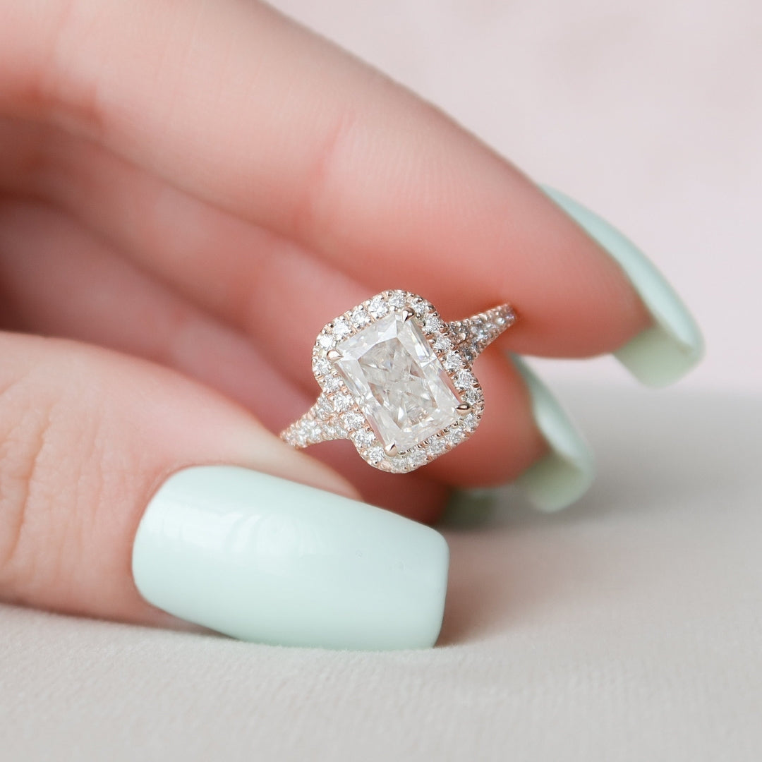 Moissanite 3.96 CT Radiant Cut Diamond Art Nouveau Anniversary Ring