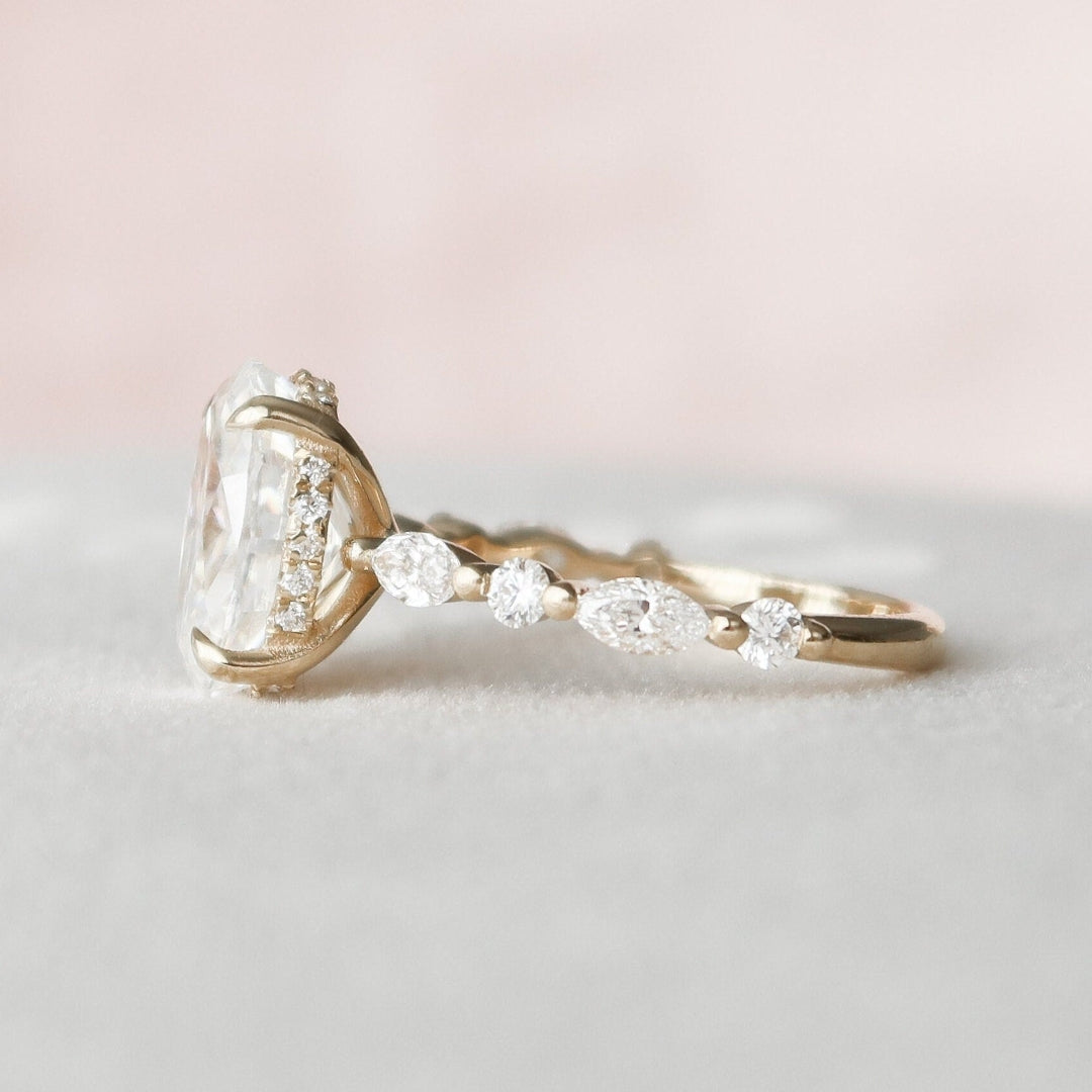Moissanite 2.67 CT Oval Cut Diamond Mid-Century Handmade Ring