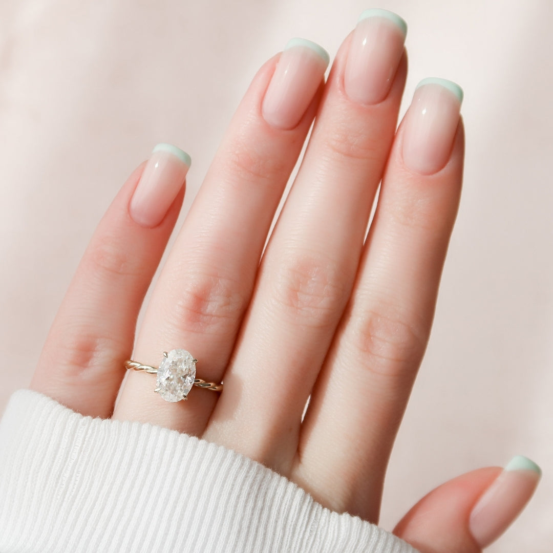 Moissanite 1.85 CT Oval Cut Diamond Minimalist Engagement Ring