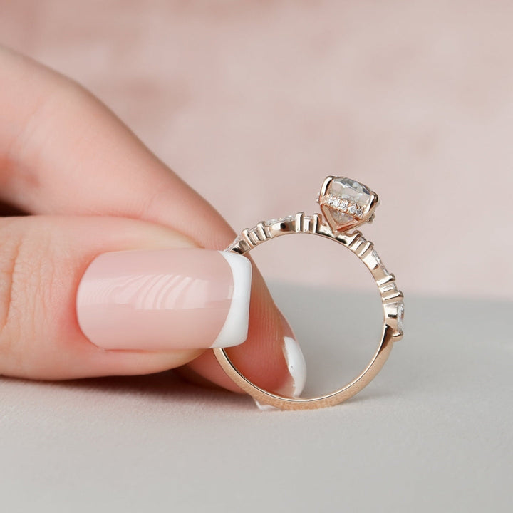 Moissanite 2.55 CT Oval Cut Diamond Art Nouveau Engagement Ring