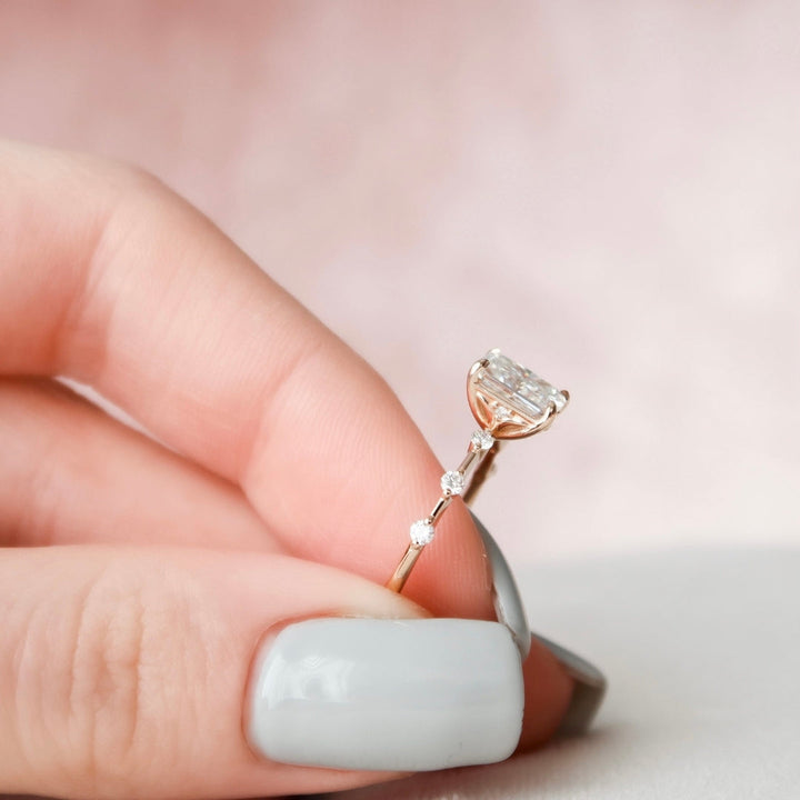 Moissanite 1.90 CT Radiant Cut Diamond Mid-Century Wedding Ring