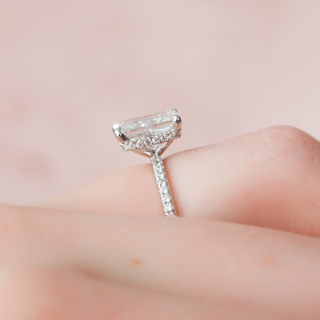 Moissanite 1.65 CT Radiant Cut Diamond Avant Garde Engagement Ring