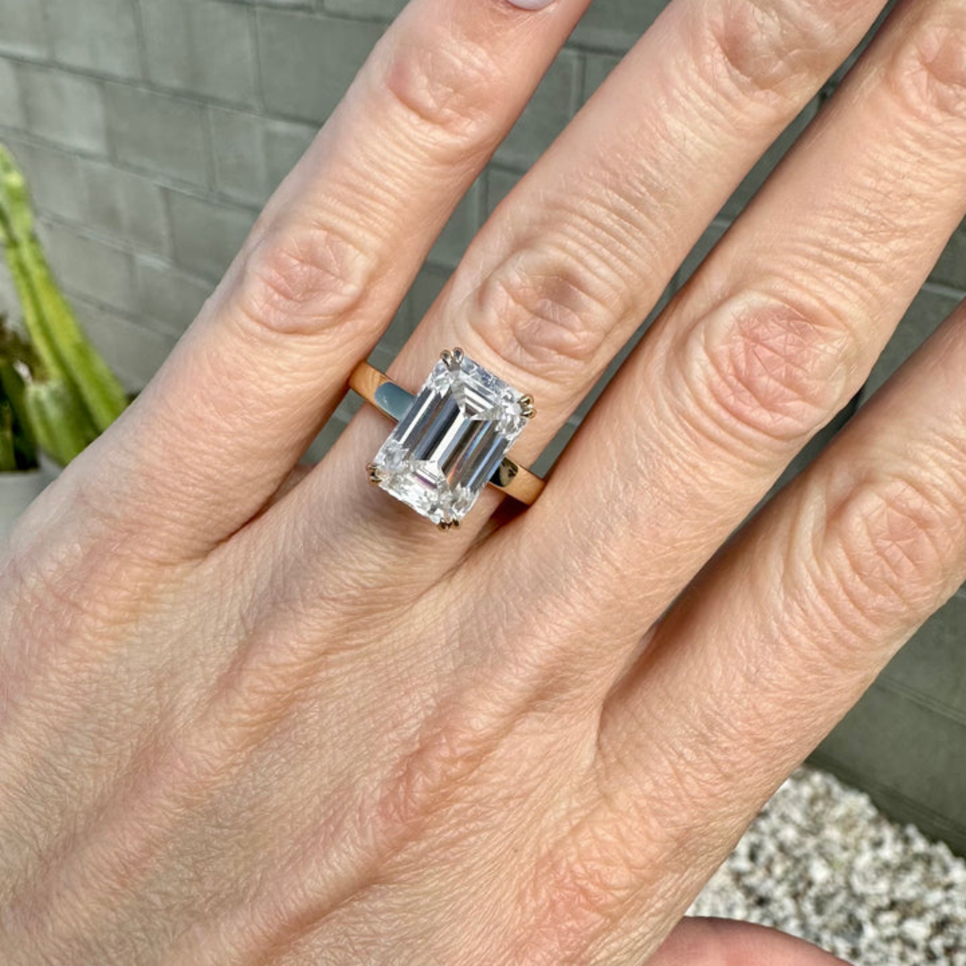Moissanite 6.90 CT Emerald Cut Diamond Victorian Engagement Ring