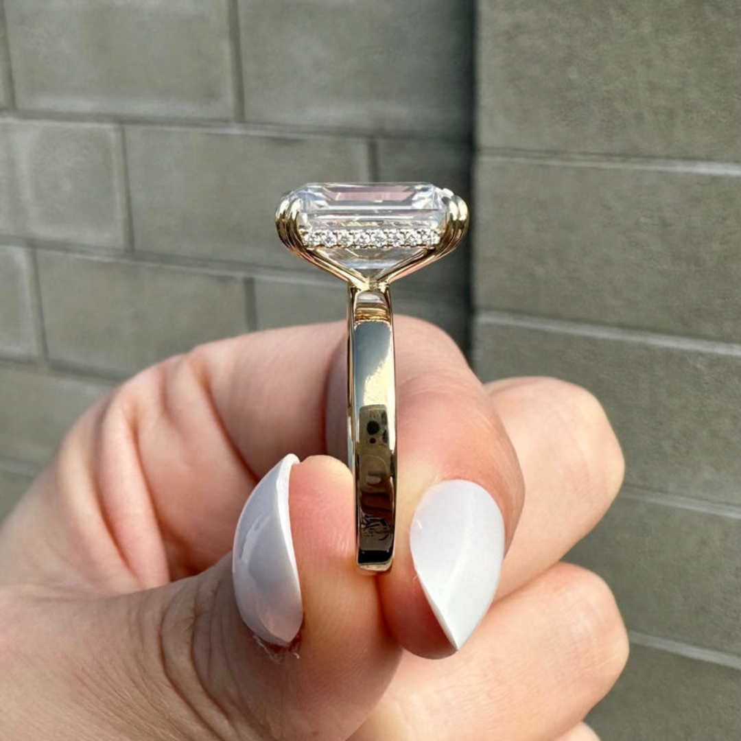 Moissanite 6.90 CT Emerald Cut Diamond Victorian Engagement Ring